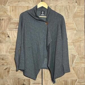 Bobeau Womens Gray Asymmetrical Single Button Cardigan Size S Boho